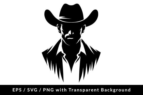 Cowboy Portrait Silhouette for Real Embroidery Projects